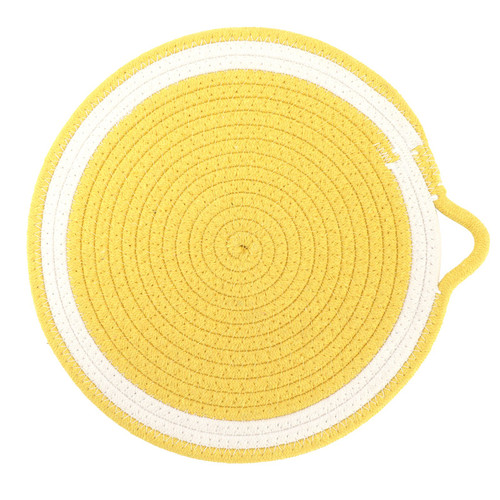 Cotton Rope Coaster Fruit Shape Nordic Style Dining Table Insulation Mat Picnic Placemat Cotton Kitchen Table MatsYellow Large 30cm