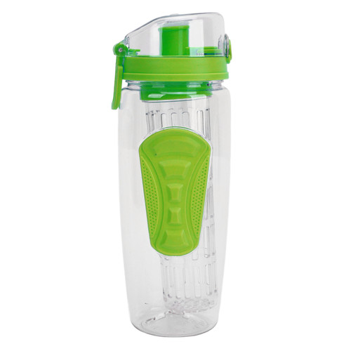Fruit Infuser Water Bottle Anti Slip Grip Flip Top Lid Infused Water Bottles for Women Men Leakproof Water Infusion Bottle Green