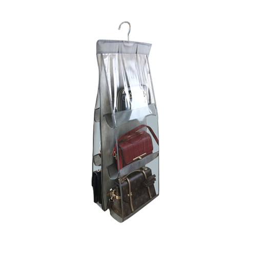 Wall Closet Storage Hanging Bag Hanging Handbag Purse Organizer Double Sided Thickened Storage Bag Gray