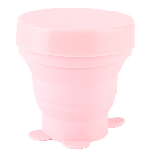 Portable Folding Silicone Water Cup Collapsible Travel Cup for Outdoor Camping Picnic170ml Pink