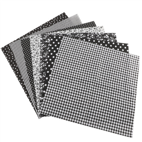 7pcs 50*50cm Cotton Fabric DIY Assorted Squares Pre Cut Bedding Kit Quarters Bundle (Black)