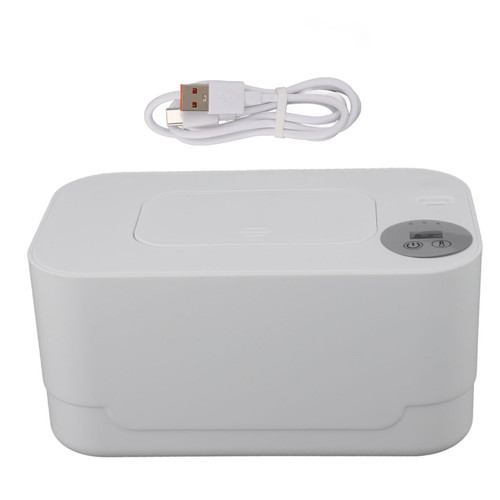 Wipes Warmer with Night Light Temperature Adjustable Refillable Multifunctional Portable USB Baby Wipes Holder Dispenser White