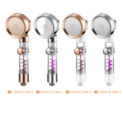 Handheld Shower Head with Turbo Fan ON/Off Pause Switch 3-Settings High Pressure Showerhead G1/2 Water Saving Bathroom Shower Head Bath Handheld Shower Head Replacement