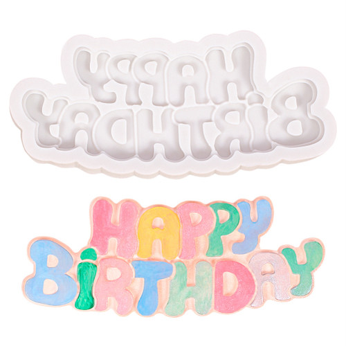 Happy Birthday Cake Mold Silicone Letter Mold Baking Tool for DIY Chocolate Candies Biscuits Puddings