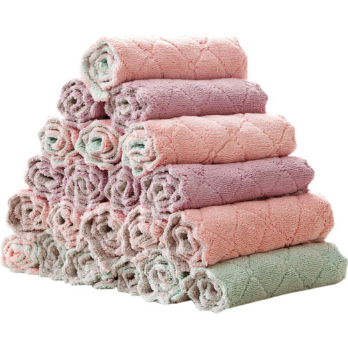 2/5/10/20 Pcs Random Color Coral Fleece Absorbent Hand Towel Clean Cloth Sink Wipe Non Stick Oil Cleaning Rags