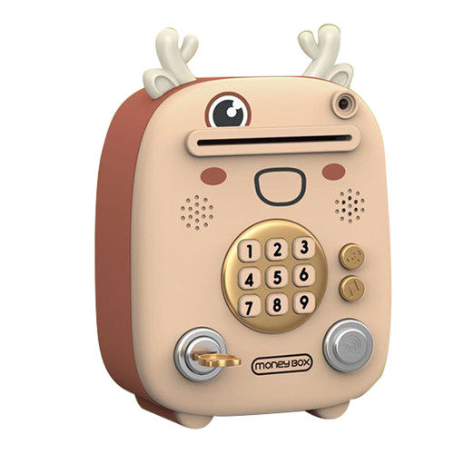 Mini Piggy Bank Singing Electronic Piggy Bank Money Storage Box with Fingerprint Password Face Recognition Light Music for Kids Boys Girls Little Deer
