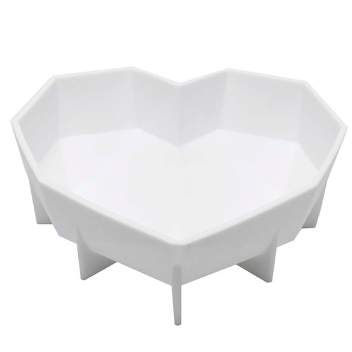 Diamond Heart Shape Silicone Fondant Cake Chocolate Mould for Baking Dessert Home WhiteWhite