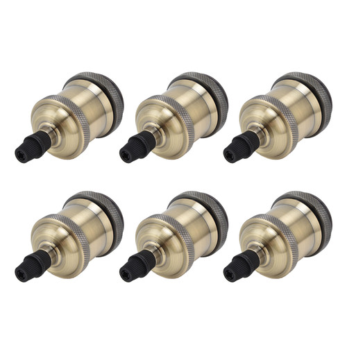 6 Pcs Lamp Holder Metal E26 E27 Screw Retro Lighting Base Accessories with Ground Aluminum ShellBlue Bronze