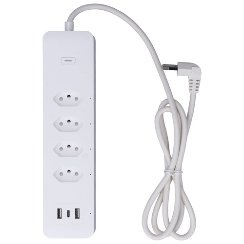 Smart Power Strip for Tuya WiFi Surge Protector with 4 Individually Controlled Outlets 2 USB and 1 Type C Port 10A  Brazil Plug