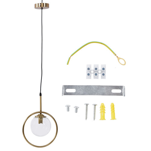 Pendant Light E14 Single Head Glass Pendant Lamp 110‑ Hotel Ceiling Lamp for Bedroom