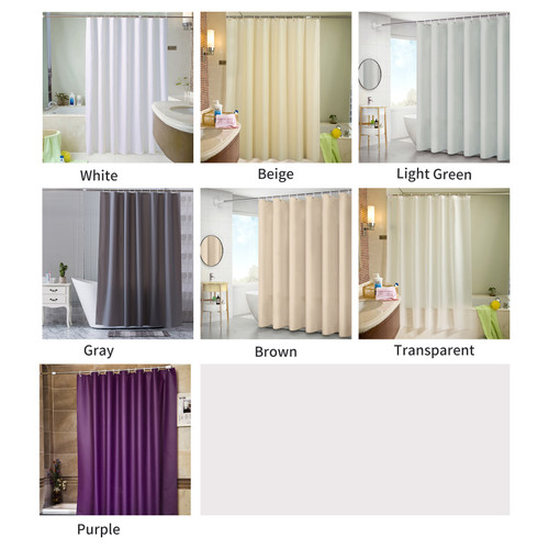 Solid Shower Curtain 6 x 6 FT Bath Curtains With 12 Metal Grommets and Hooks Waterproof PEVA Bathroom Curtains for Bathtub Showers