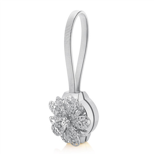 Retractable Magnetic Flower Curtain Clip Buckle Belt Holder Tie Belt Accessories Home Sliver