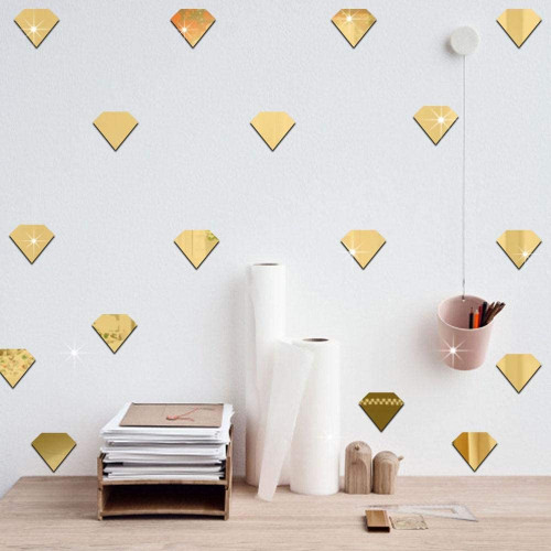 Cute Novel Wall Stickers Bedroom Living Room Backdrop Wall Decoration(Golden Diamond)