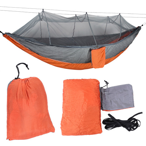 Portable Camping Travel Hammock Hanging Bed with Mosquito Net  (Gray Mosquito Net)