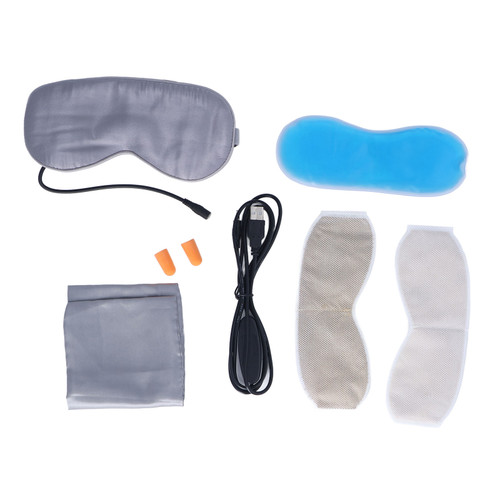 USB Electric Heated Eye Pad Fatigue Relief Blackout Sleep Steam Eye Patch Ice Breathable Silk Eye Pad Voltage 5V Power 10W Silver Gray Silver Gray