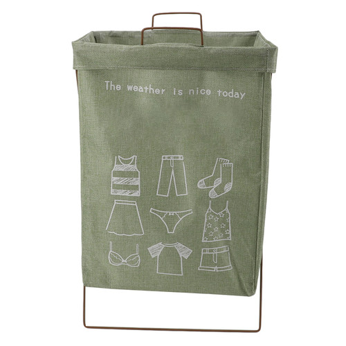 Collapsible Metal X Frame Laundry Hamper Waterproof Multifunctional Foldable Laundry Basket with Bag for Dorm Apartment Green L