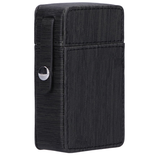 Lighter Cigarette Case Portable Striped PU Leather Cigarette Storage Pouch OrganizerBlack