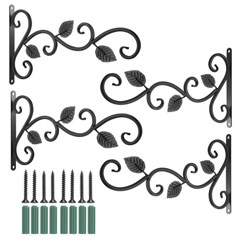 4Pcs Wall-mounted Iron Hooks Plant Holder Decorative Hook for Bird Feeder Flower Pot Lantern Wind Chime