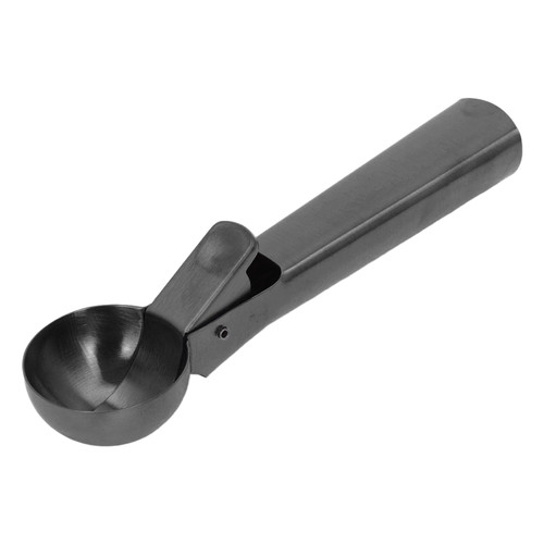 Ice Cream Scoop Dishwasher Safe Stick Proof Stainless Steel Ice Cream Ball Spoon with Trigger for Fruit Pepper Black