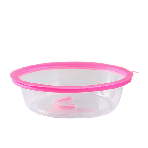 Microwave Heating Sealing Cover Transparent PP Stackable Temperature Keeping Plate Serving Cover for Kitchen Pink