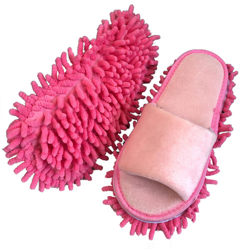 Floor Slippers Lazy Open Toed Mop Slipper Home Use Soft Pure Color Cleaning Slipper Pink M 39-41