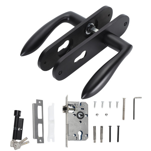 Indoor Door Handle Lock Universal Silent Separate Door Lever for Home Bedroom Office Black
