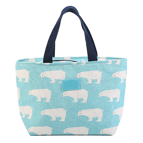 Lunch Bag Tote Insulated Aluminum Foil Lined Nordic Style Cotton Linen Cloth Portable Handheld for Student