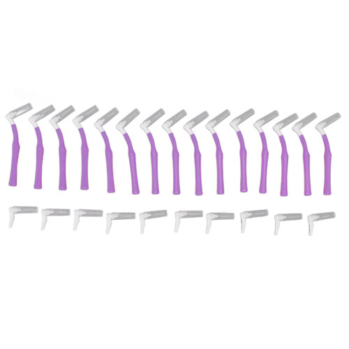 25Pcs L Shape Push Pull Interdental Brush Oral Care Teeth Whitening Dental Tooth Pick Tooth Orthodontic Cleaning Brush Purple