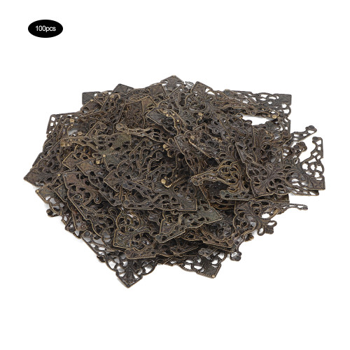 100PCS Vintage Style Iron Corner Desk Edge Corner Embellishments Decorative(Antique Brass)