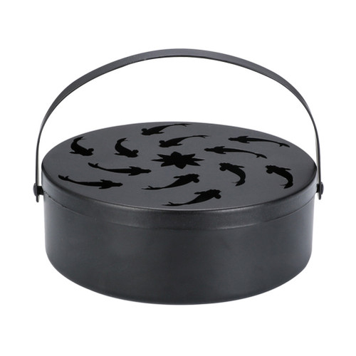 Iron Mosquito Coil Holder Hollow Mosquito Coil Box Round Incense  with Handle
