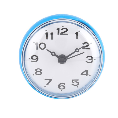Waterproof Suction Wall Window Mirror Bath Shower Clock Bathroom Accessories Blue