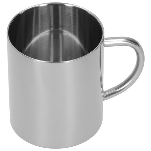 Mug Cup 304 Stainless Steel Double Layer Anti Scald Coffee Tea Water Cup with Handle 400ml(Silver )