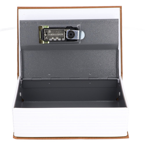 Book Shaped Steel Safe Classic Secret Book Safe Lock Password Type Household Storage BoxBrown