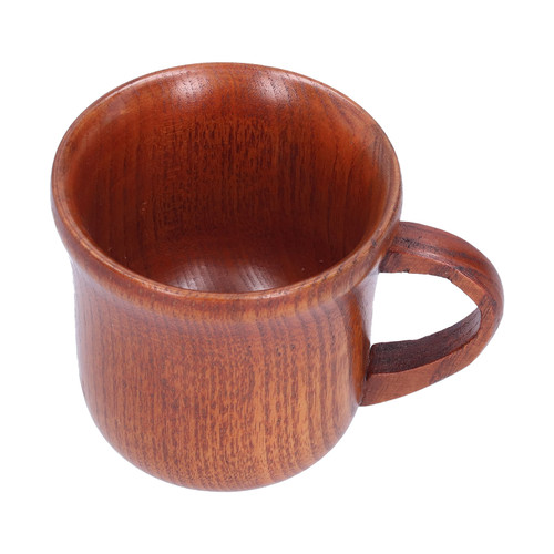 Wooden Cup Coffee Tea Cup Wood Coffee Mug Drinkware with Handle for Home Bar Restaurant