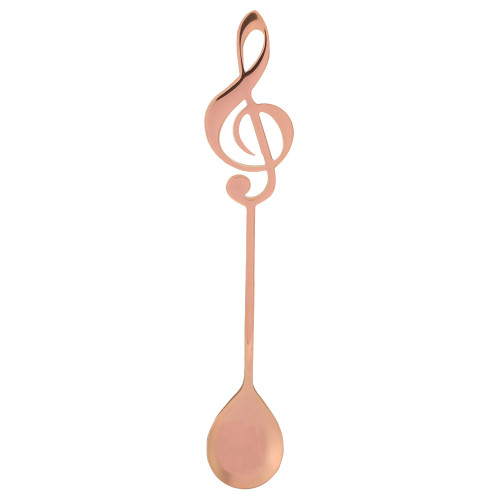 Stainless Steel Dessert Spoon Musical Note Coffee Drinking Stirring Spoons(Rose Gold)