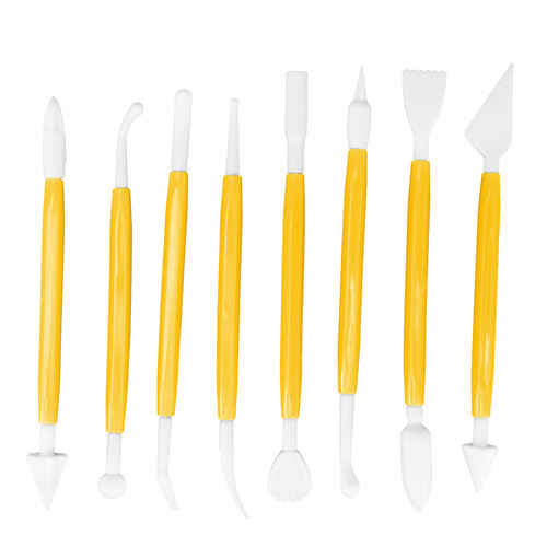 8Pcs Cake Fondant Decorating Tool Set Engraving Pen Cake Supplies DIY Baking ToolsYellow