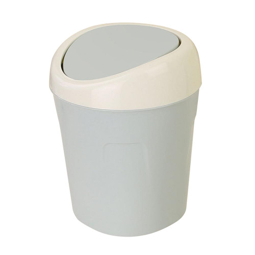 Plastic Mini Desktop Waste Trash Rubbish Can with Lid Portable Table Storage Container(Blue)