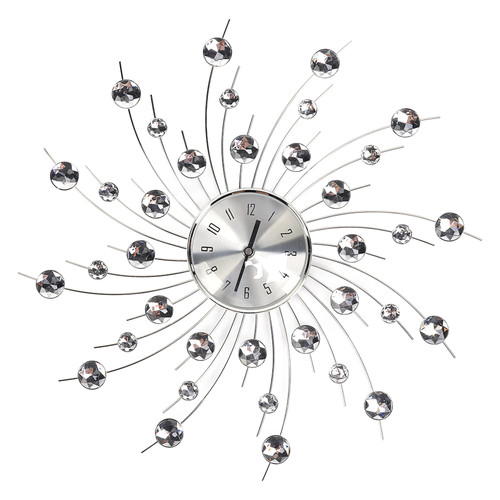Metal Crystal Decorative Wall Clock Simple Art Crystal Large Retro Clock for Living Room Bathroom Kitchen