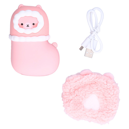Hand Warmer Cute Sheep Shape Mini Portable USB Charging Power Bank Electric HeaterPink