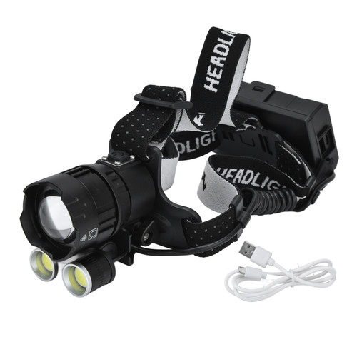 XHP160 Strong Headlight USB Charging Adjustable Waterproof Head Mounted Telescopic Zoom Light for Hunting Camping