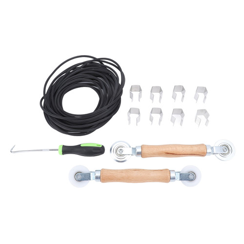 Screen Repair Kit Steel Nylon Screen Roller 32.8ft Screen Spline 8pcs Screen Clips Removal Hook 5 in 1 Window Door Screen Repair Kit