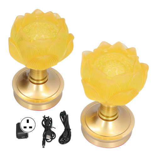 2 Set LED Buddhist Lamp 3 Color Adjustment Buddha Flower Light for Buddhism Faith SupplyUK Plug 100-240V