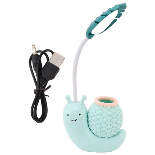 Snail Eye Protection LED Lamp Bedside Lamp USB Charging Learning Reading Lamp with Pen Holder for Children Blue