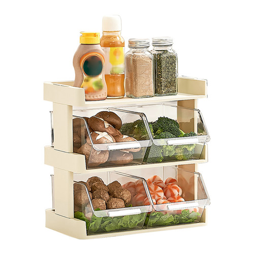 Kitchen Vegetable Storage Rack Multi Layers Spice Storage Shelf Tray for Prepared Food Hotpot Food 3 Layers