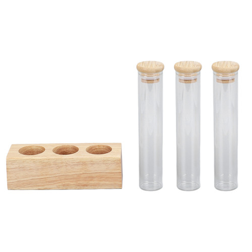 Coffee Bean Jars Canisters Coffee Storage Containers with Solid Wood Base Airtight Lids Single Dose Coffee Bean Storage 3 Holes