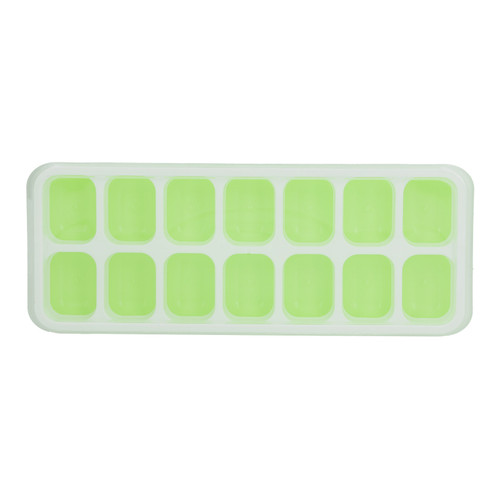 Ice Cube Tray Food Grade Plastic Silicone Ice Mold with Removable Lid for CocktailGreen