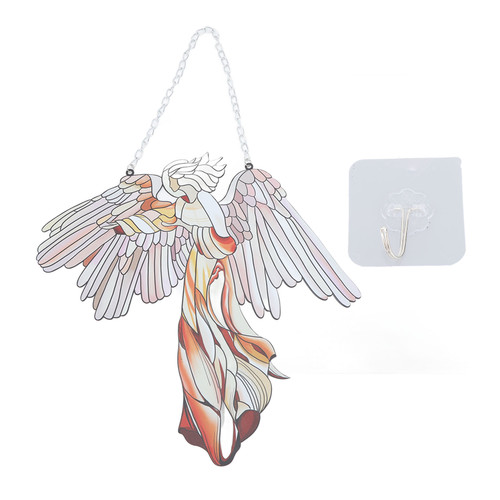 Unique Shaped Stained Glass Window Hanging Pendant Ornament Exquisite Elegant Garden Hanging Decor