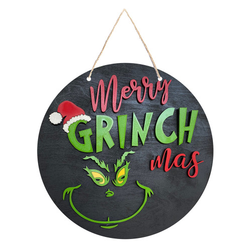 Christmas Welcome Door Sign Green Wooden Wreath for Front Door Wall Porch Indoor Outdoor Decor Party Decorations