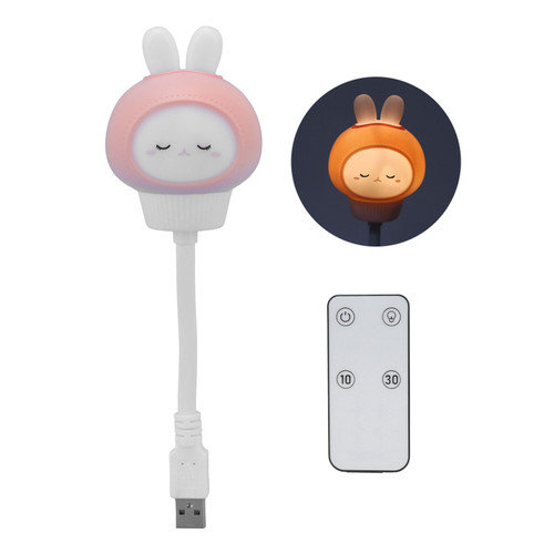 USB Cute Bunny Night Light Baby Remote Control Night Lamp for Room Decor Birthday Gift