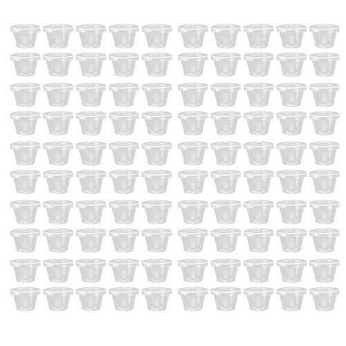 100 Sets Plastic Portion Cups with Lids Transparent Disposable Condiment Container1oz